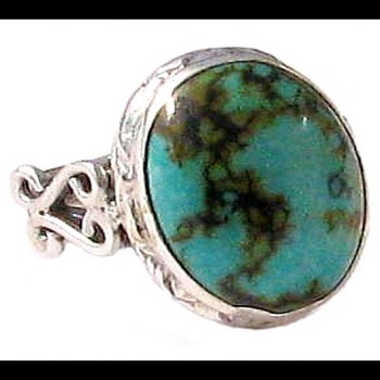 Turquoise - Bague indienne argent Turquoise - Bijoux Inde