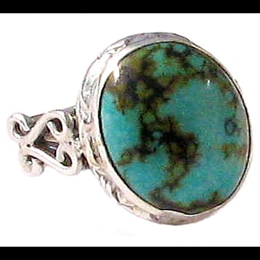 Turquoise - Bague indienne argent Turquoise - Bijoux Inde