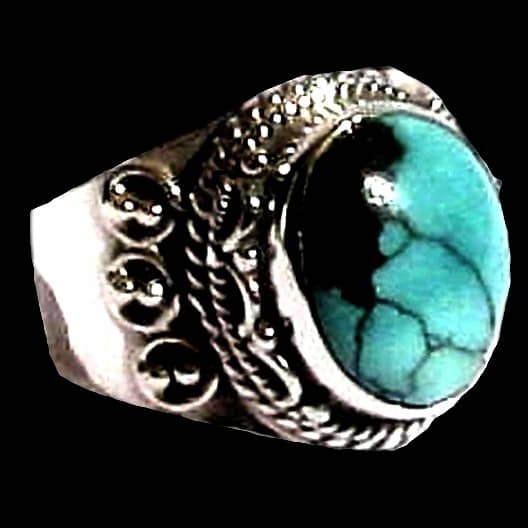 Turquoise - Bague indienne argent Turquoise - Bijoux Inde