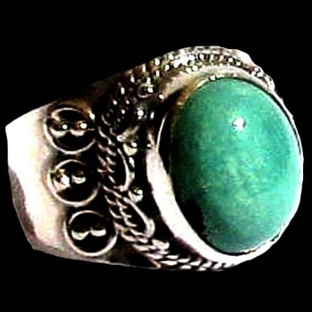 Turquoise - Bague indienne argent Turquoise - Bijoux Inde