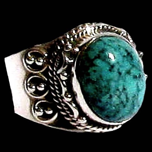 Turquoise - Bague indienne argent Turquoise - Bijoux Inde