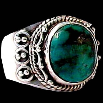 Turquoise - Bague indienne argent Turquoise - Bijoux Inde
