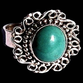 Turquoise - Bague indienne argent Turquoise - Bijoux Inde