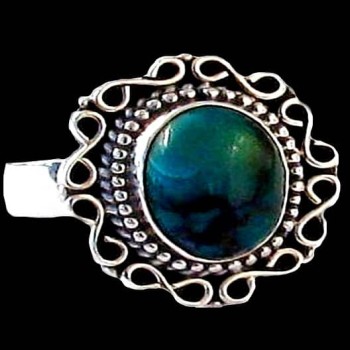 Turquoise - Bague indienne argent Turquoise - Bijoux Inde