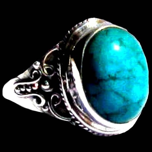 Turquoise - Bague indienne argent Turquoise - Bijoux Inde