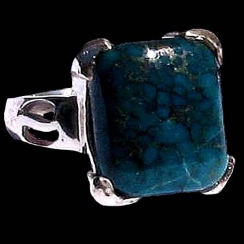 Turquoise - Bague indienne argent Turquoise - Bijoux Inde