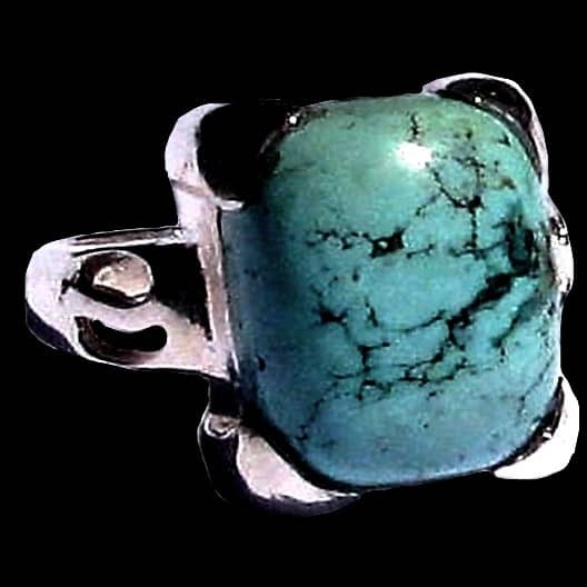 Turquoise - Bague indienne argent Turquoise - Bijoux Inde