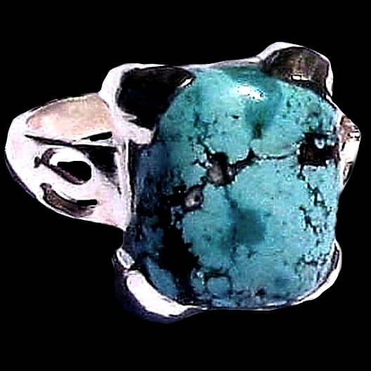 Turquoise - Bague indienne argent Turquoise - Bijoux Inde