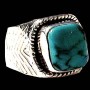 Turquoise - Bague indienne argent Turquoise - Bijoux Inde