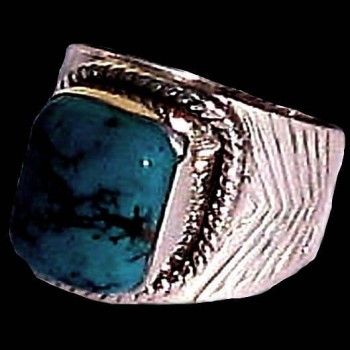 Turquoise - Bague indienne argent Turquoise - Bijoux Inde