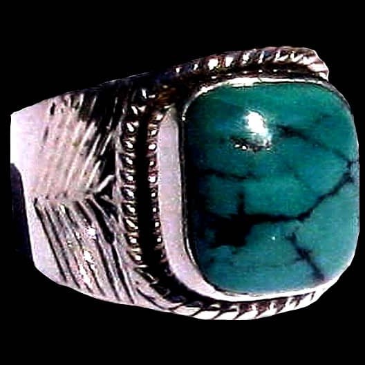 Turquoise - Bague indienne argent Turquoise - Bijoux Inde