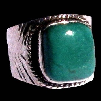 Turquoise - Bague indienne argent Turquoise - Bijoux Inde