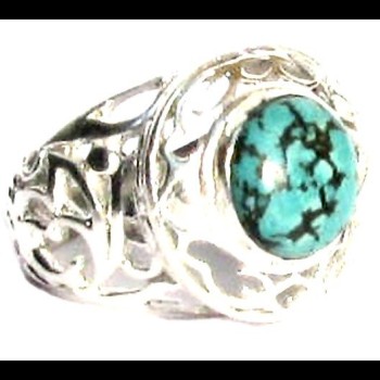 Turquoise - Bague indienne argent Turquoise - Bijoux Inde