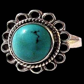 Turquoise - Bague indienne argent Turquoise - Bijoux Inde