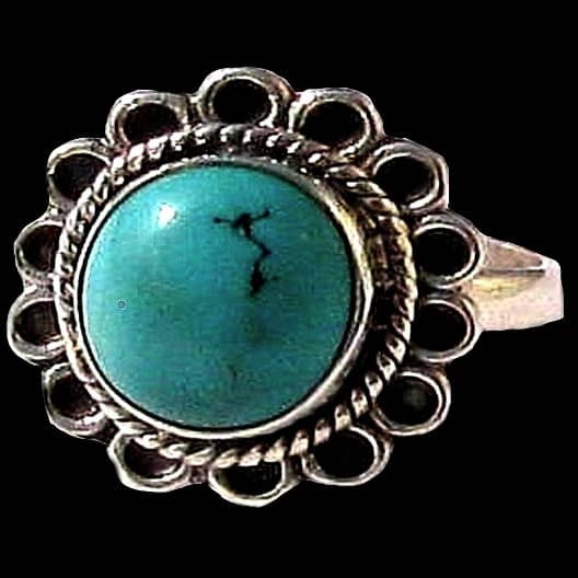 Turquoise - Bague indienne argent Turquoise - Bijoux Inde