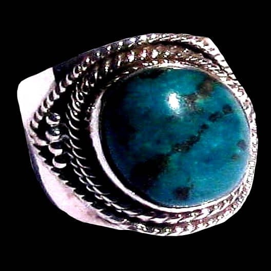 Turquoise - Bague indienne argent Turquoise - Bijoux Inde