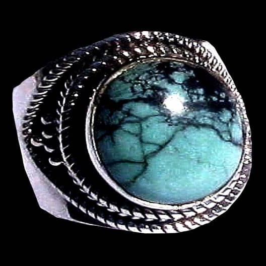 Turquoise - Bague indienne argent Turquoise - Bijoux Inde