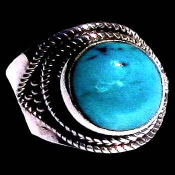 Turquoise - Bague indienne argent Turquoise - Bijoux Inde