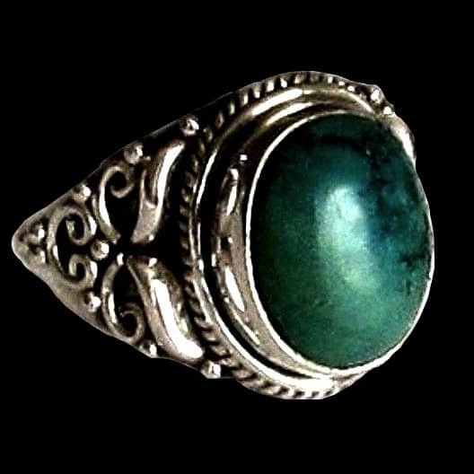 Turquoise - Bague indienne argent Turquoise - Bijoux Inde