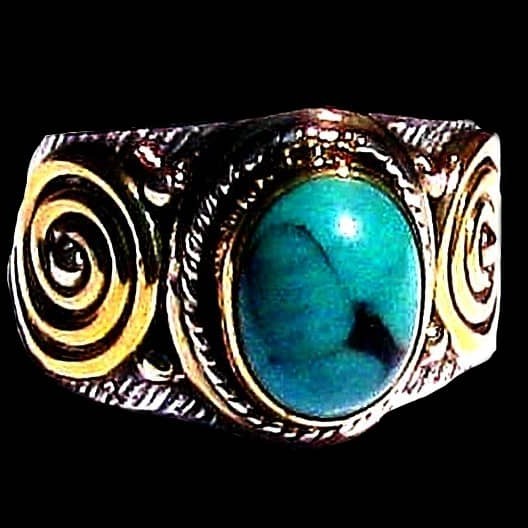 Turquoise - Bague indienne argent Turquoise - Bijoux Inde