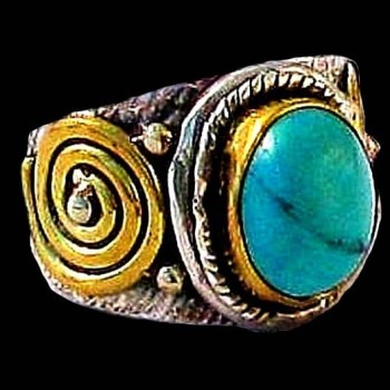 Turquoise - Bague indienne argent Turquoise - Bijoux Inde
