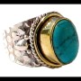 Turquoise - Bague indienne argent Turquoise - Bijoux Inde