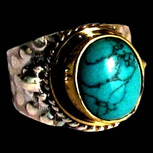 Turquoise - Bague indienne argent Turquoise - Bijoux Inde