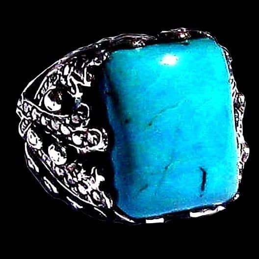 Turquoise - Bague indienne argent Turquoise - Bijoux Inde