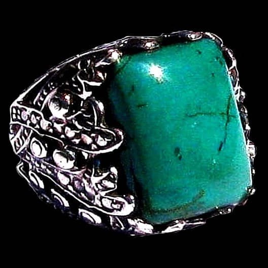 Turquoise - Bague indienne argent Turquoise - Bijoux Inde