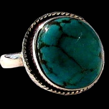 Turquoise - Bague indienne argent Turquoise - Bijoux Inde