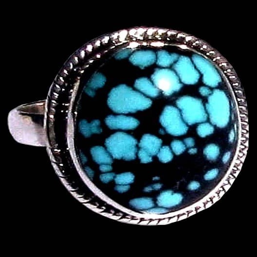 Turquoise - Bague indienne argent Turquoise - Bijoux Inde