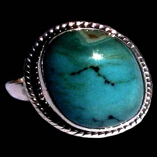 Turquoise - Bague indienne argent Turquoise - Bijoux Inde