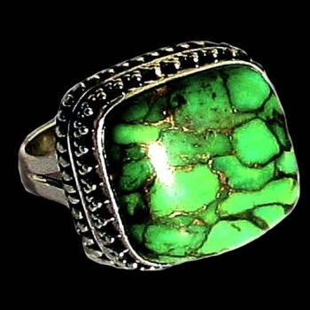 Turquoise - Bague indienne argent Turquoise - Bijoux Inde