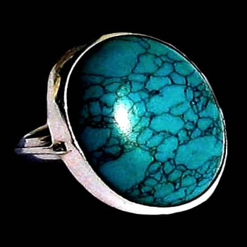 Turquoise - Bague indienne argent Turquoise - Bijoux Inde