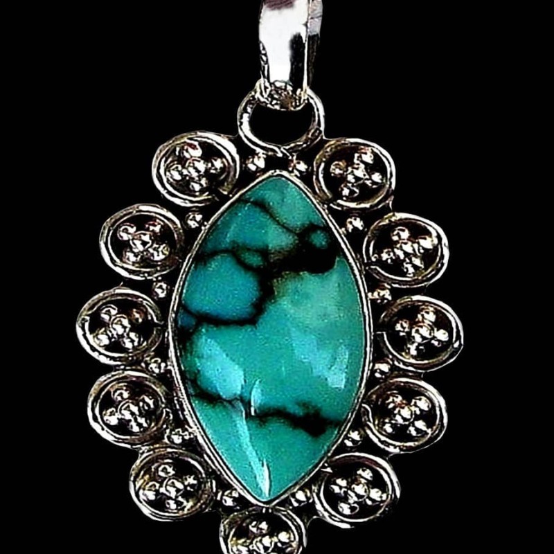 Turquoise - Pendentif indien Turquoise - Bijoux Inde
