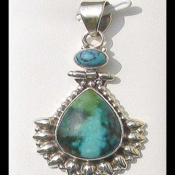 Turquoise - Pendentif indien Turquoise - Bijoux Inde
