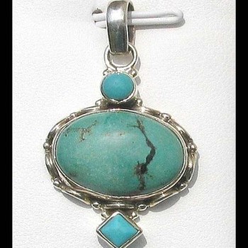 Turquoise - Pendentif indien Turquoise - Bijoux Inde