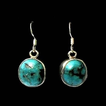 Turquoise - Boucles d'Oreilles indiennes Turquoise - Bijoux Inde