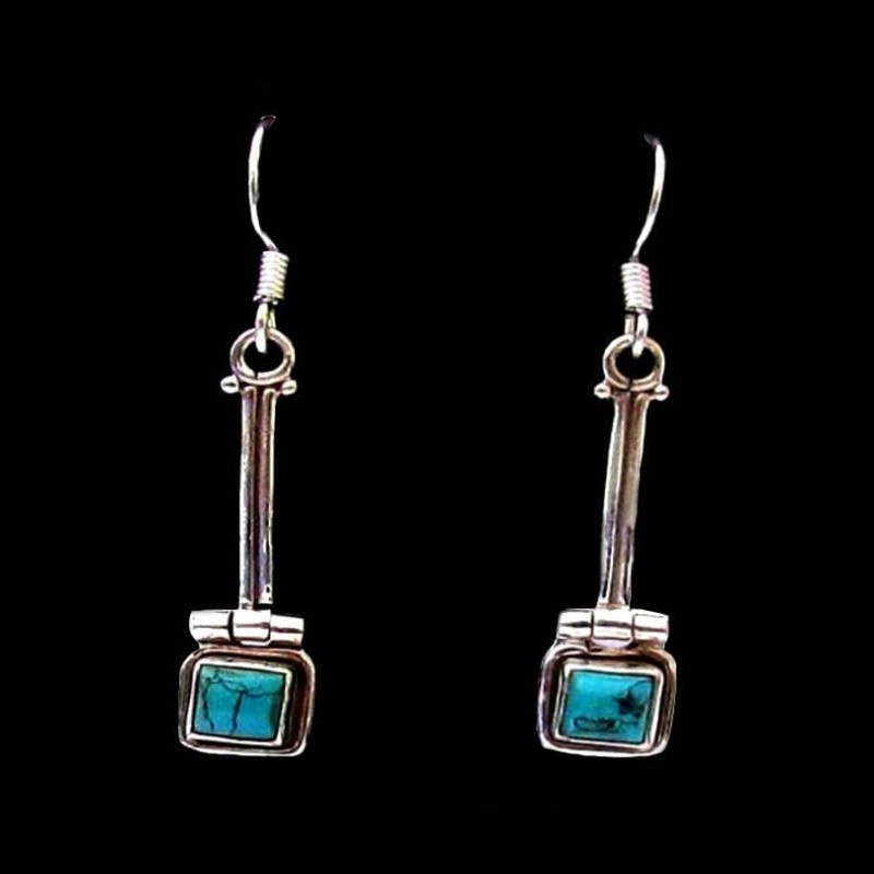 Turquoise-Boucles d'Oreilles indiennes Turquoise-Bijoux Inde