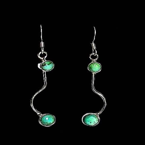 Turquoise - Boucles d'Oreilles indiennes Turquoise - Bijoux Inde