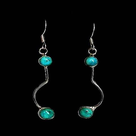 Turquoise - Boucles d'Oreilles indiennes Turquoise - Bijoux Inde