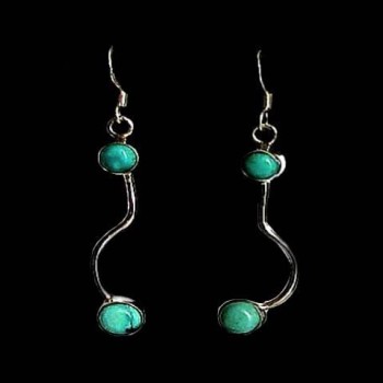 Turquoise - Boucles d'Oreilles indiennes Turquoise - Bijoux Inde