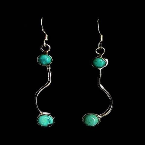Turquoise - Boucles d'Oreilles indiennes Turquoise - Bijoux Inde