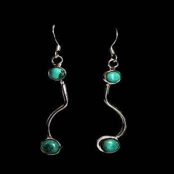 Turquoise - Boucles d'Oreilles indiennes Turquoise - Bijoux Inde