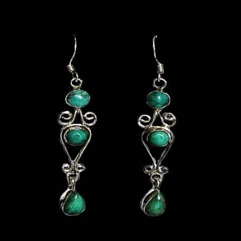Turquoise - Boucles d'Oreilles indiennes Turquoise - Bijoux Inde