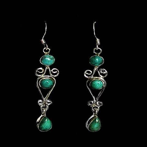 Turquoise - Boucles d'Oreilles indiennes Turquoise - Bijoux Inde