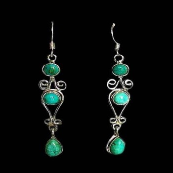 Turquoise - Boucles d'Oreilles indiennes Turquoise - Bijoux Inde