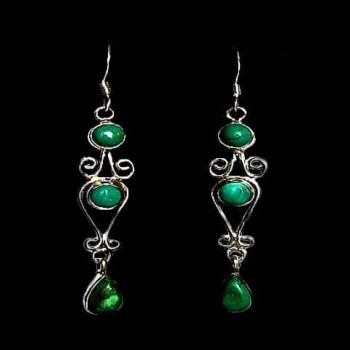 Turquoise - Boucles d'Oreilles indiennes Turquoise - Bijoux Inde