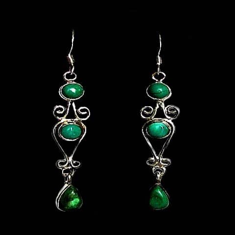 Turquoise - Boucles d'Oreilles indiennes Turquoise - Bijoux Inde