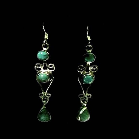 Bijoux Inde - Boucles Oreilles indiennes argent Turquoise